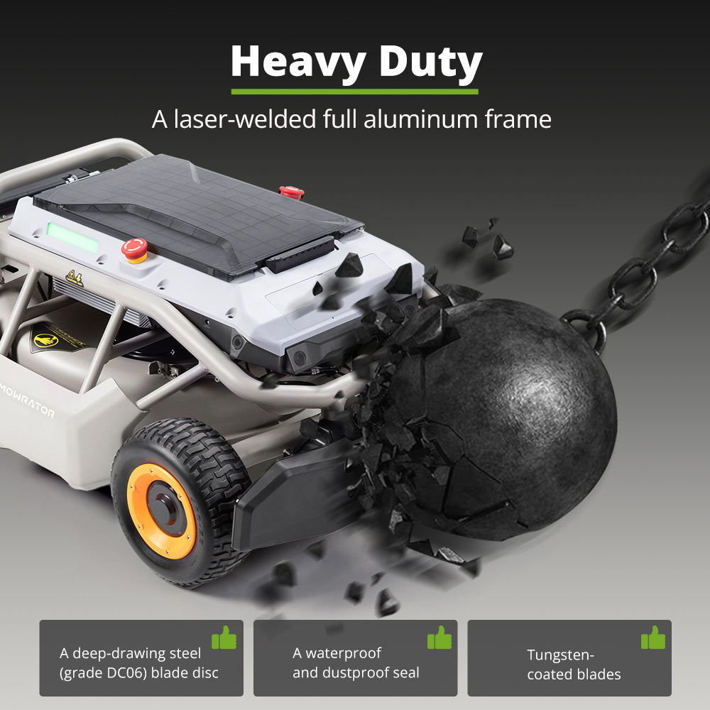 mowrator s1 leaf & lawn 4wd 12ah steep slope with leaf shredding vacuum bundle | 85% (40°) climbing ability