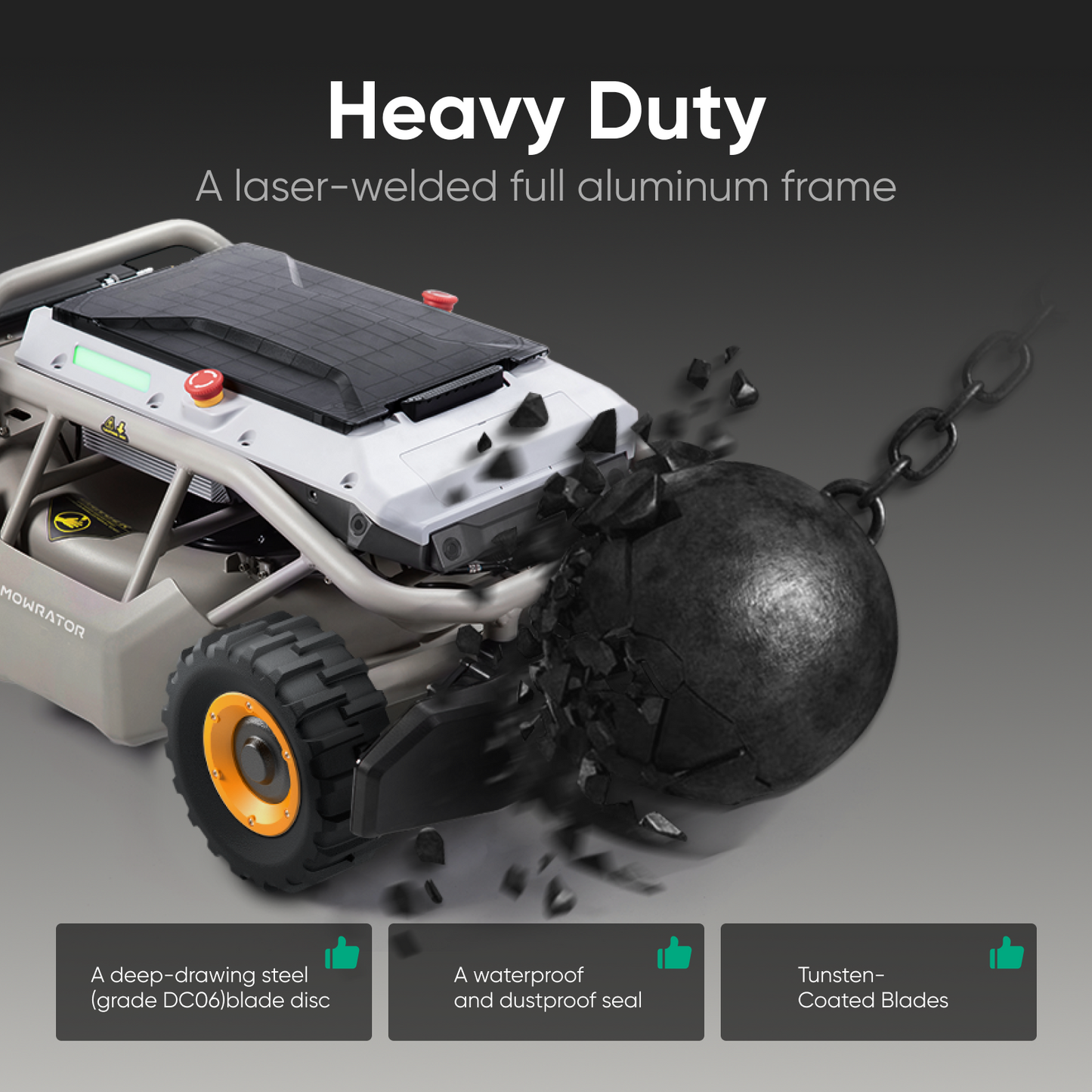 mowrator s1 remote control lawn mower 4wd 85% slope (with wide wheels)