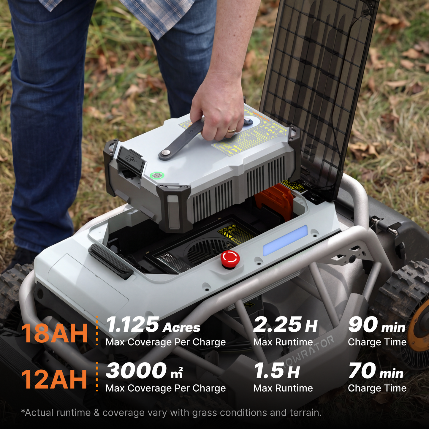mowrator s1 leaf & lawn 2wd 45% slope remote control lawn mower with leaf shredding vacuum