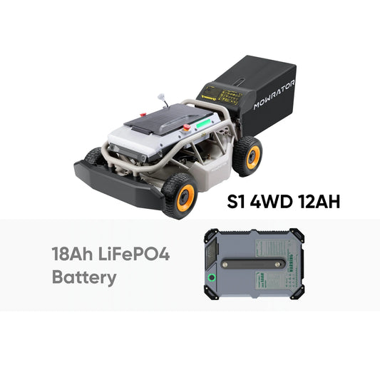 Mowrator S1 4WD12Ah Extended Power Bundle: S1 4WD12Ah 75% Slope Mower+Extra 18Ah Battery
