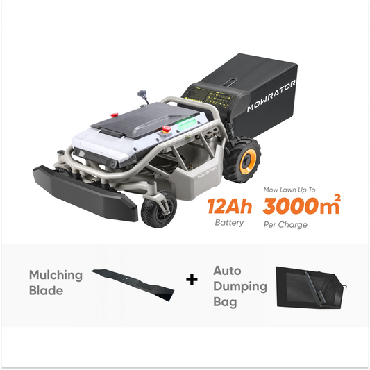 Multi-Function Bundle: Mowrator S1 2WD 12Ah Lawn Mower+Auto Dumping Bag+Mulching Blades
