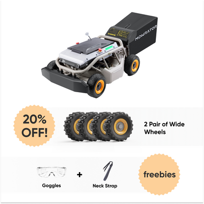 Steep Slope Climbing Bundle: Mowrator S1 4WD 18Ah Lawn Mower+2 Pair of Wide Wheels