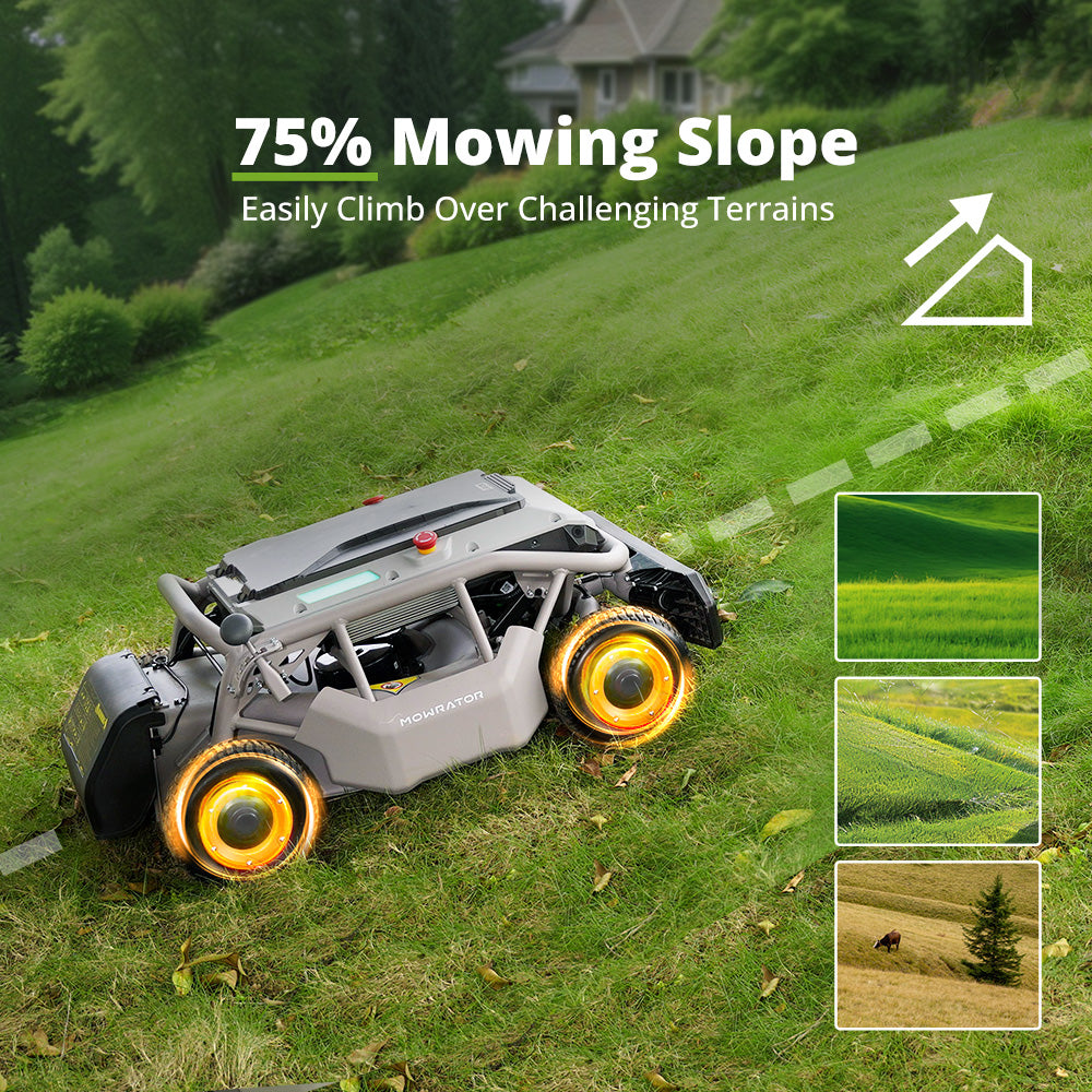 steep slope climbing bundle: mowrator s1 4wd 18ah lawn mower+2 pair of wide wheels