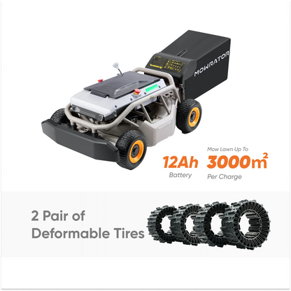 Mowrator S1 4WD12Ah Extreme Climber Bundle (100 %): S1 4WD 12Ah Rasenmäher + 2 Paar verformbare Reifen