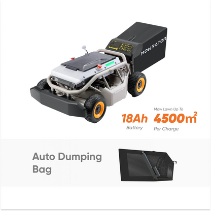 Pack de tonte sans tracas : tondeuse à gazon Mowrator S1 4WD 18 Ah + sac à benne basculante automatique