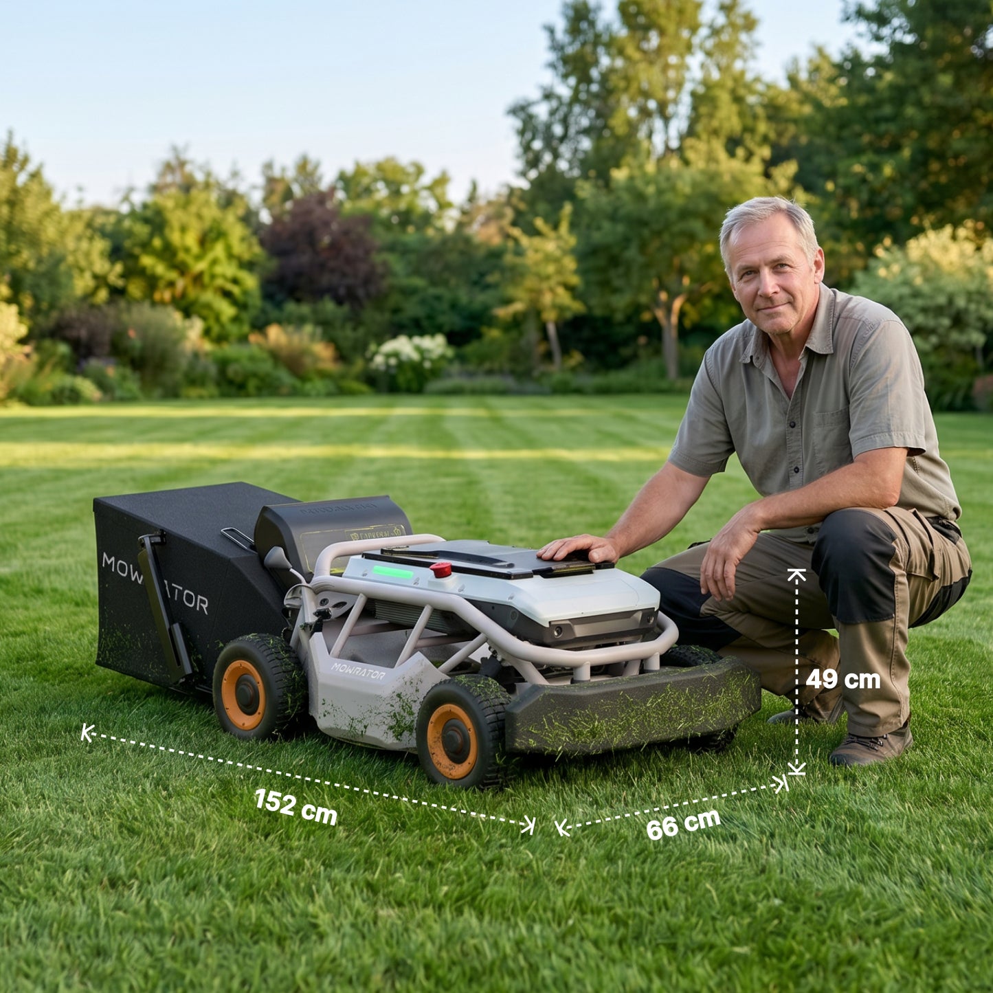 mowrator s1 tondeuse télécommandée 4wd 18ah pour pentes à 75% avec aspirateur-broyeur de feuilles