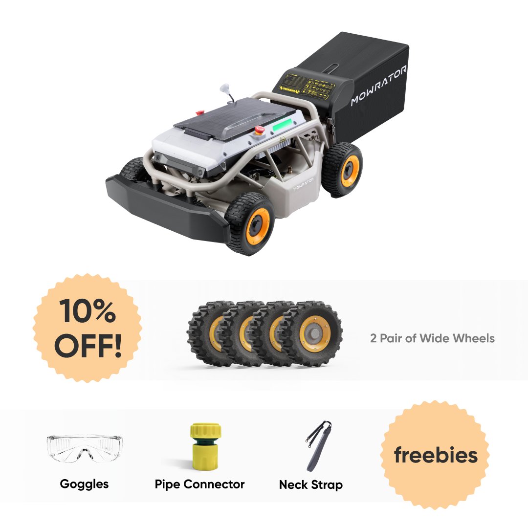 all terrains bundle: mowrator s1 4wd 18ah lawn mower+2 pair of wide wheels