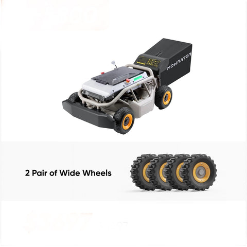 Pack tout-terrain : tondeuse à gazon Mowrator S1 4WD 18 Ah + 2 paires de roues larges