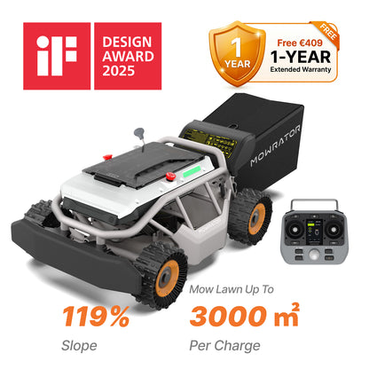 Mowrator S1 Leaf & Lawn 4WD 119% (50°) Extreme Slope with Leaf Shredding Vacuum Bundle (With Grip Tread Tires)