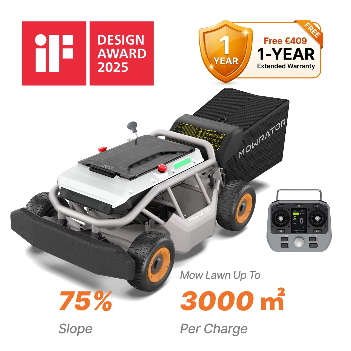 mowrator s1 leaf & lawn 4wd 75% slope with leaf shredding vacuum