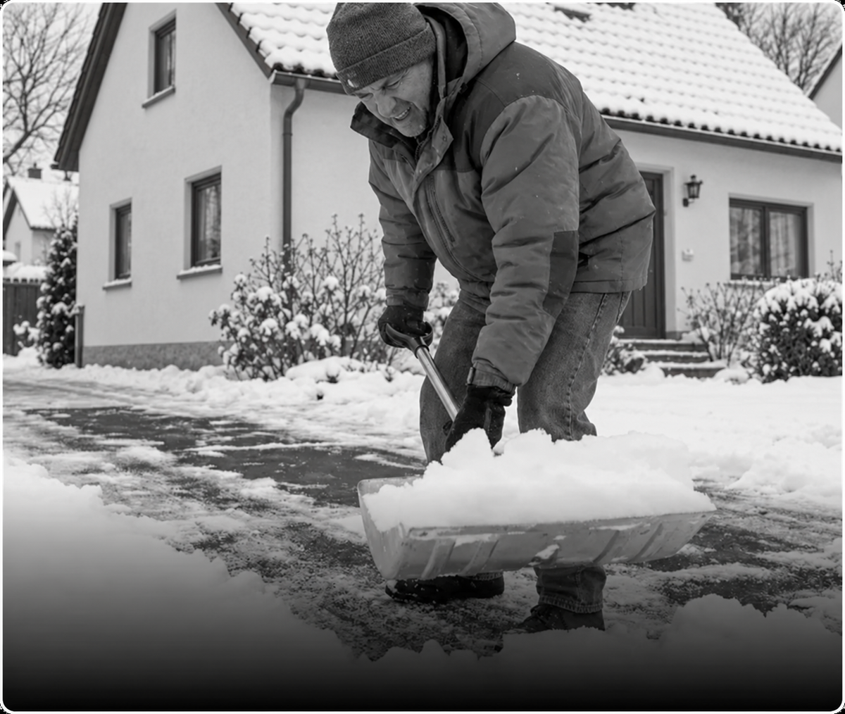 Sore back & knees from hours of shoveling