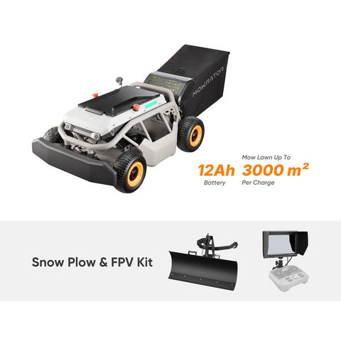 Mowrator S1 4WD 12Ah Indoor Mow & Snow Bundle | Snow Plow + MOWFUN FPV Kit