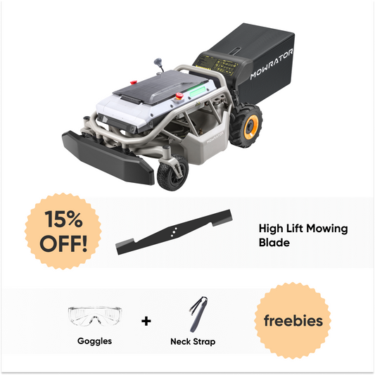 Wet Grass Handling Bundle: Mowrator S1 2WD 18Ah Lawn Mower+High Lift Mowing Blades