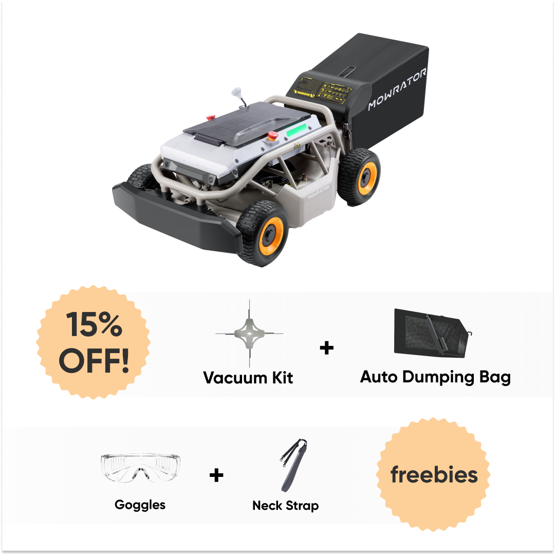 multi-function bundle: mowrator s1 4wd 18ah lawn mower+auto dumping bag+vacuum kit