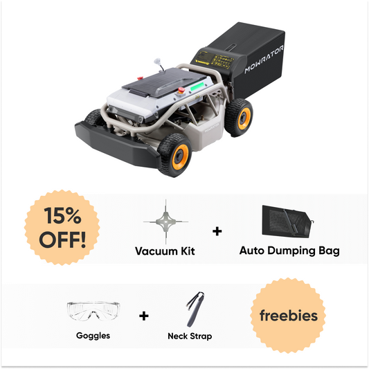 Multi-Function Bundle: Mowrator S1 4WD 18Ah Lawn Mower+Auto Dumping Bag+Vacuum Kit