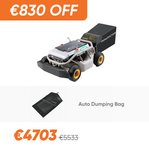 Problemloses Mähpaket: Mowrator S1 4WD 18Ah Rasenmäher + automatischer Entleerungssack 